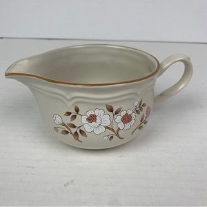 Vintage The Covington Edition Pitcher Stoneware Beige Brown Floral Creamer Sauce
